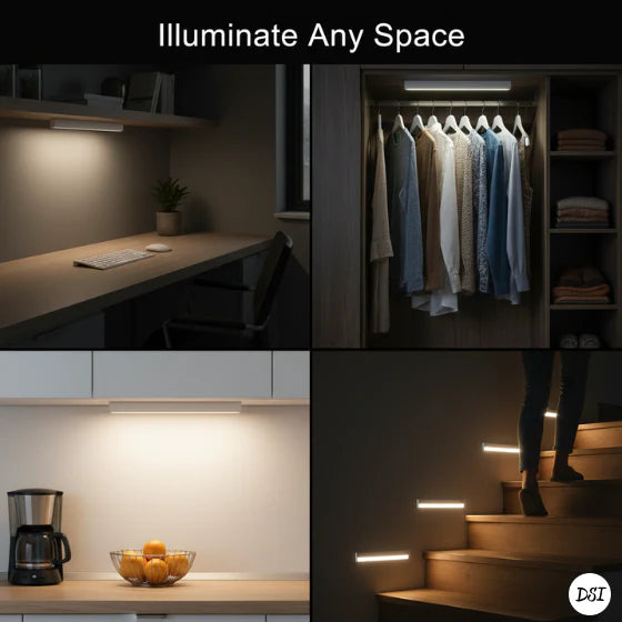 Eleanora Premium Wireless LED Closet Light with PIR Motion Sensor – Rechargeable Under Cabinet Lighting